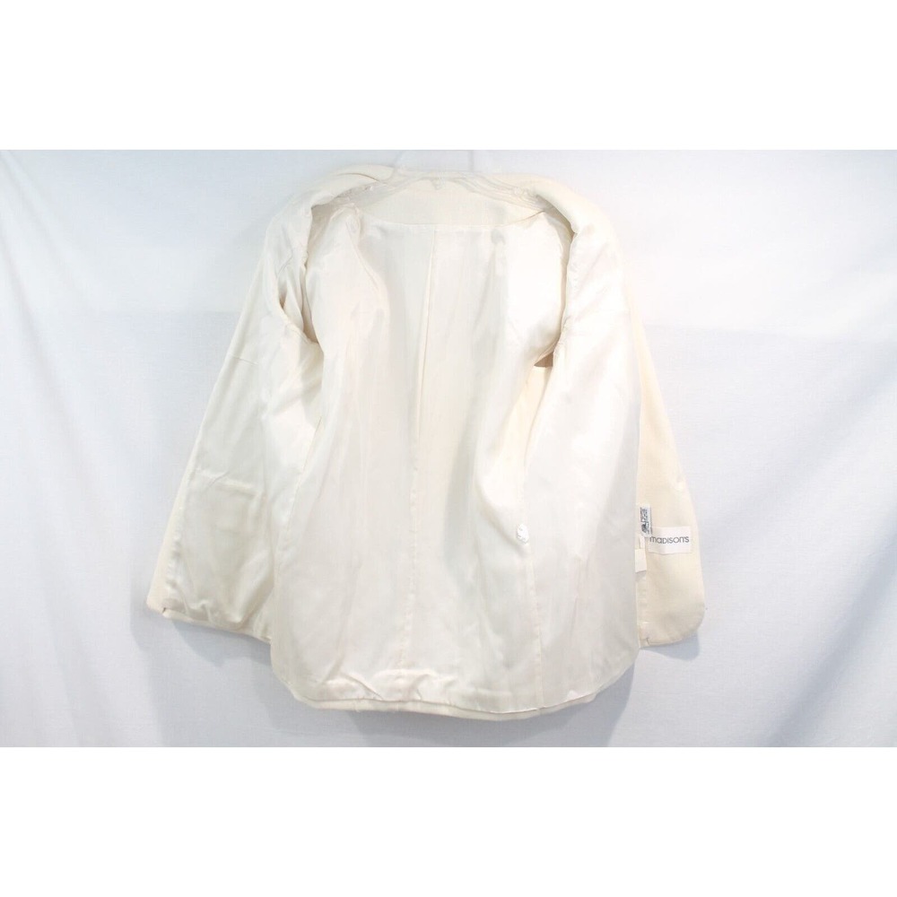 Madisons Vintage Wool Blazer Womens size 10 Ivory Lined Single Breasted - Picture 8 of 11